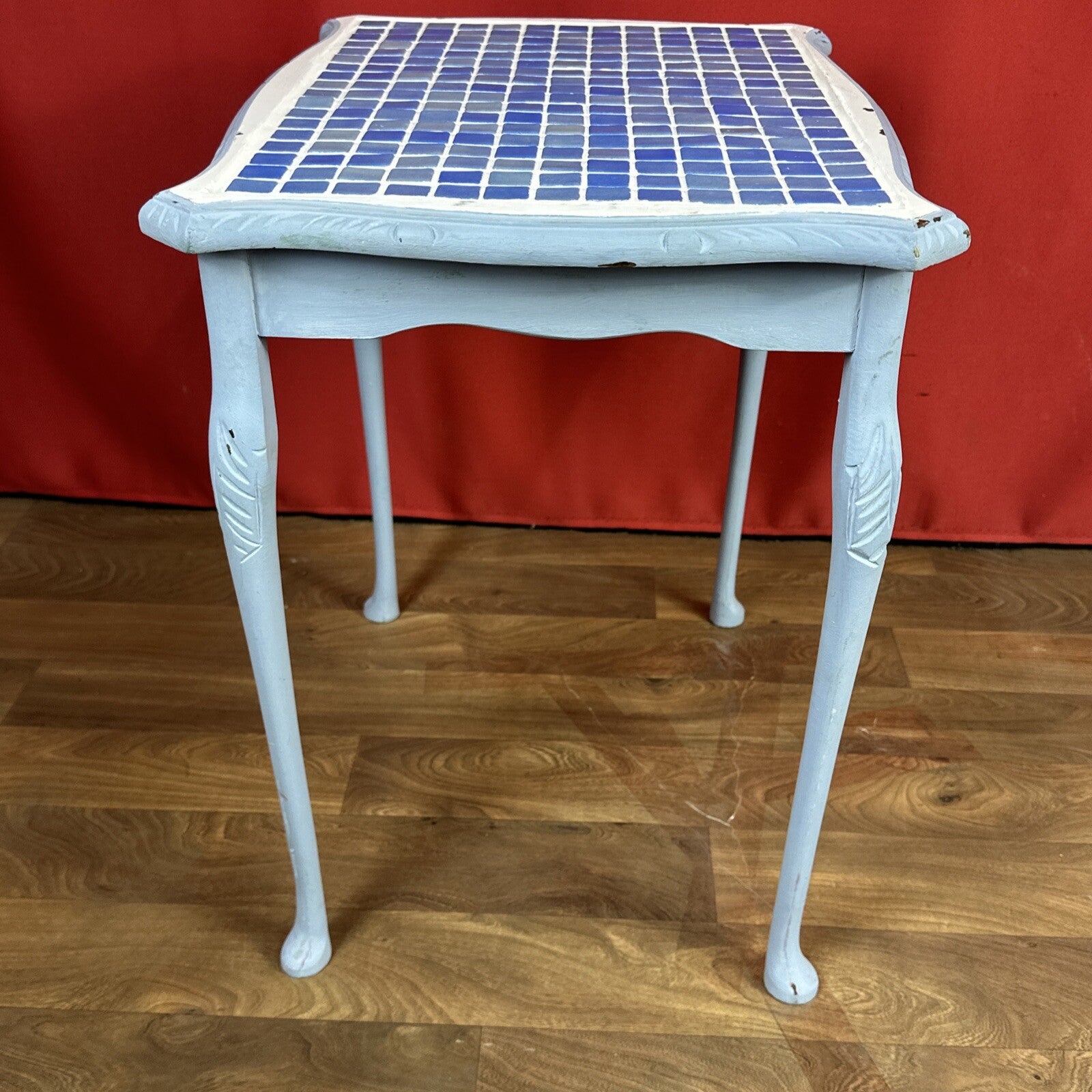 Tiled Top Mosaic Side Table Baby Blue Home Made Custom Table