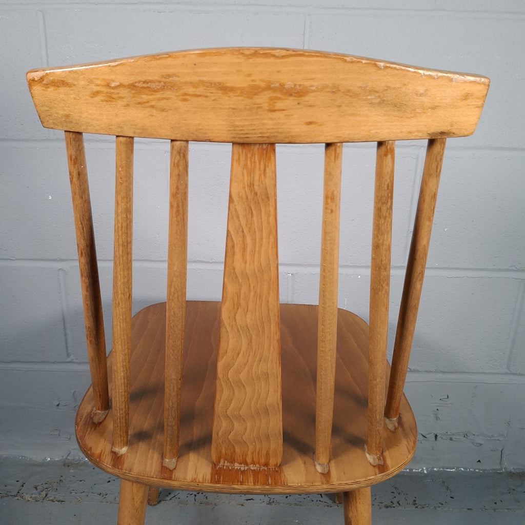 Mid Century Spindle Stick Back Chair with Shaped Central Splat Light Wood Prop