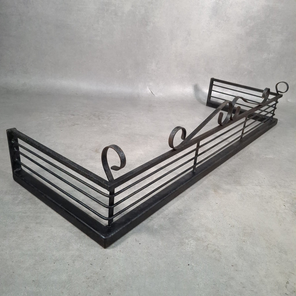 Vintage Black Metal Fireplace Fender | Hearth Kerb Guard | Wrought Iron Style | Used