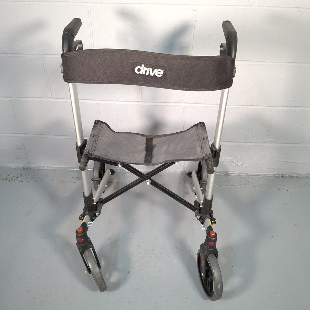 Drive WA018 X-Fold Rollator Walker with Seat & Backrest | Adjustable Height | Used | Silver