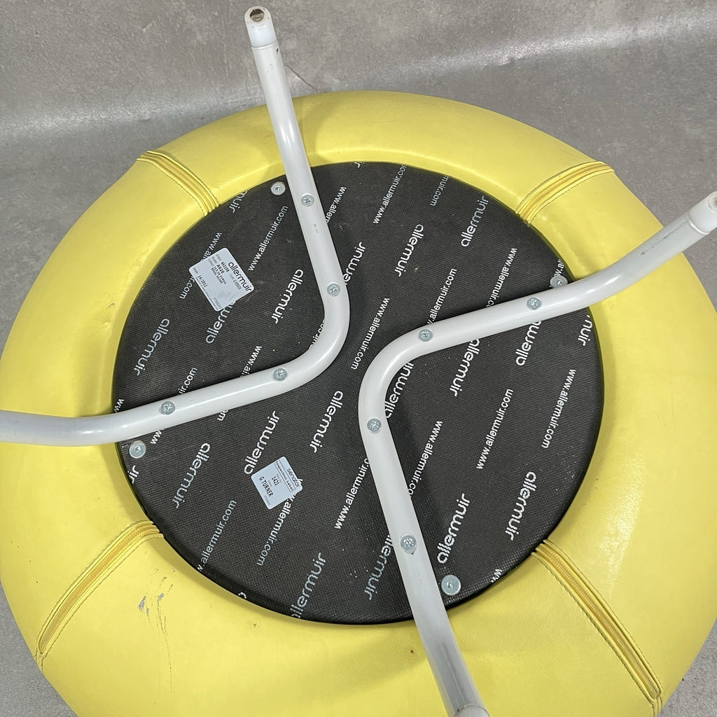 Allermuir A621 Pouf Ottoman | Yellow Vinyl | Furka Regal Silver Frame | 2012 | Commercial Grade | Used