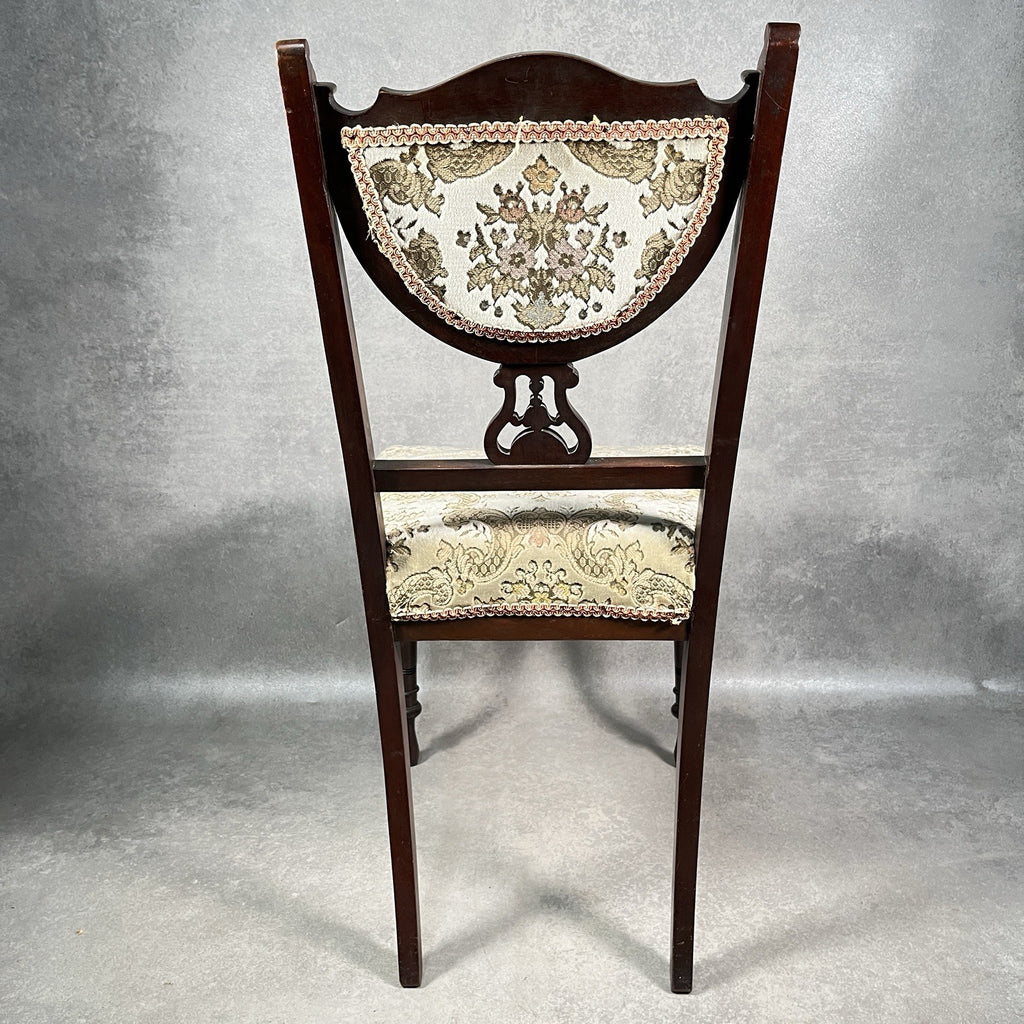 Bedroom Chair Edwardian Inlaid Mahogany Satinwood Fan Motif Detail c1900 Antique