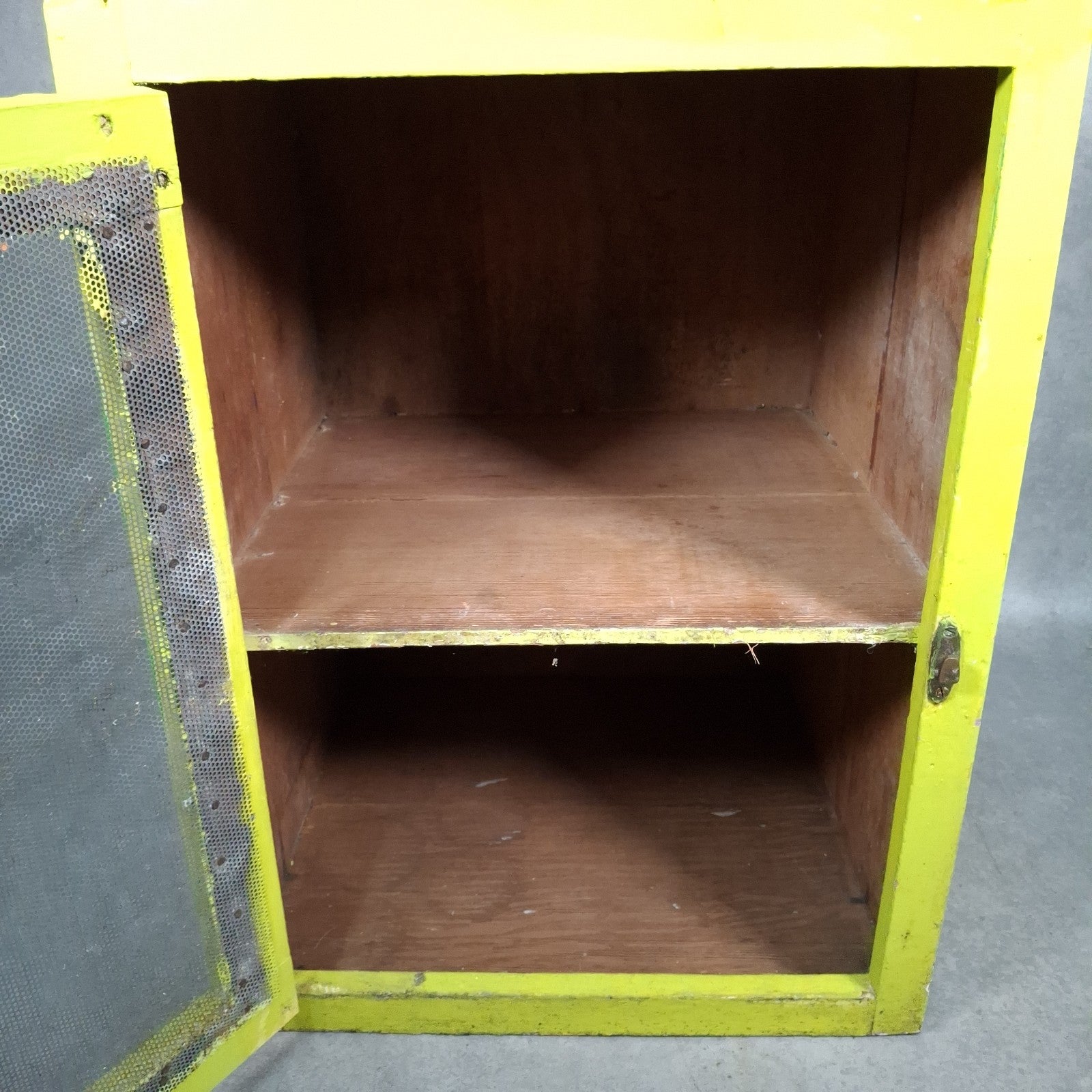 Vintage English Meat Safe Cabinet | Painted Green | Wire Mesh | Farmhouse Kitchen Decor