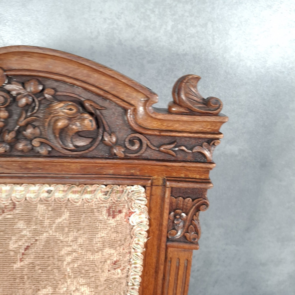 Antique Barber & Son Birmingham Walnut Carved Dining Hall Chair Brass Castors