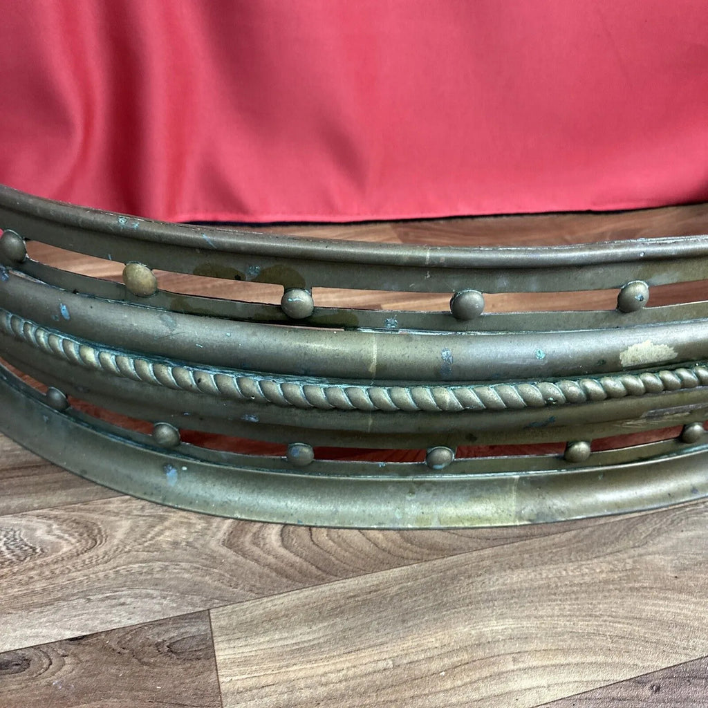Curved Brass Fireplace Fender Tall Rope Design Curb Gate Vintage