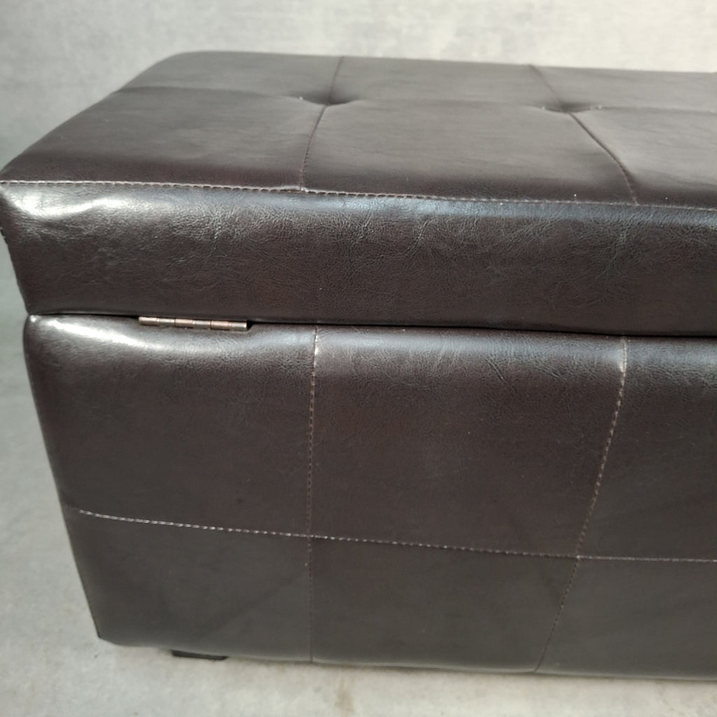 Brown Faux Leather Storage Ottoman Bench Seat Footstool Blanket Box Pouffe