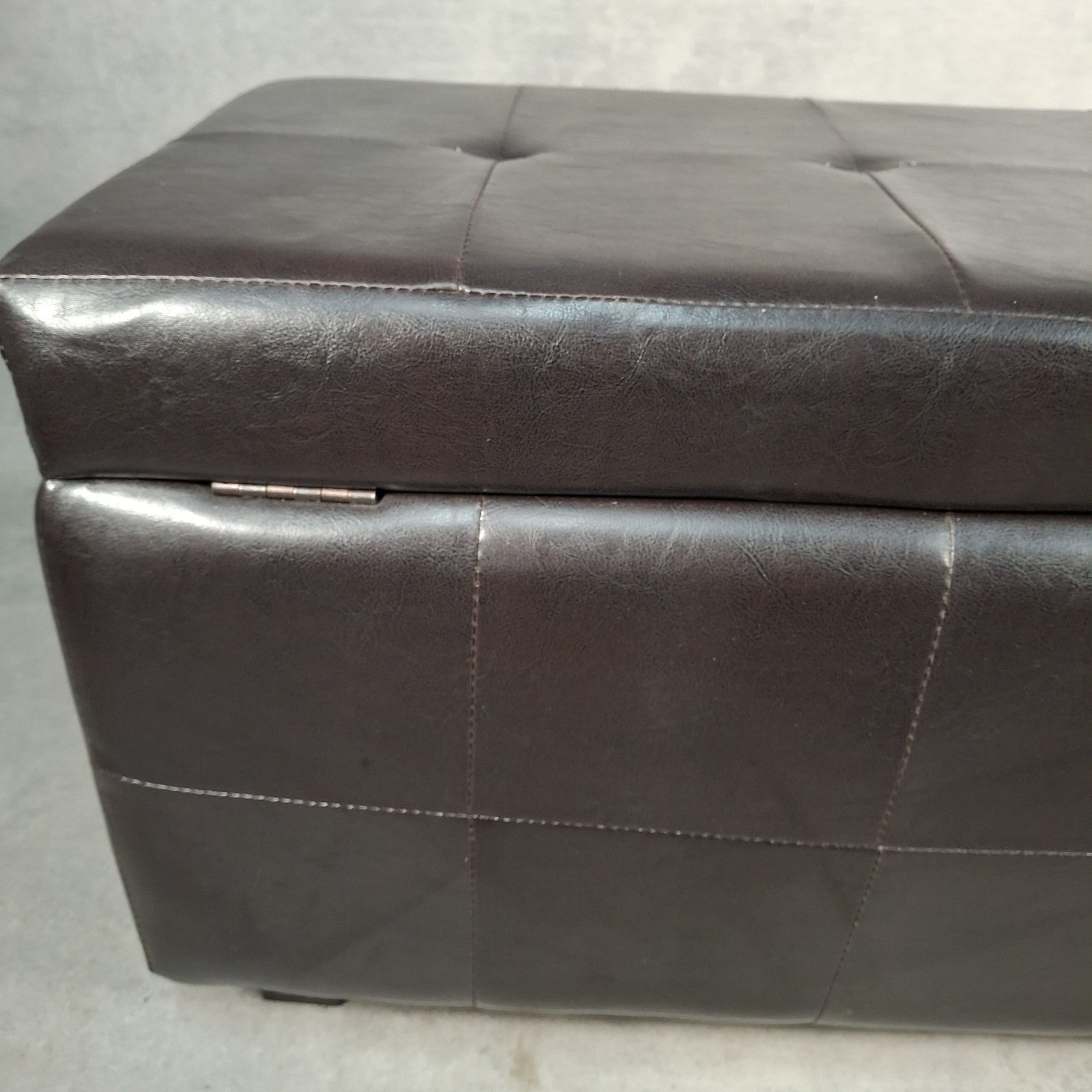 Brown Faux Leather Storage Ottoman Bench Seat Footstool Blanket Box Pouffe