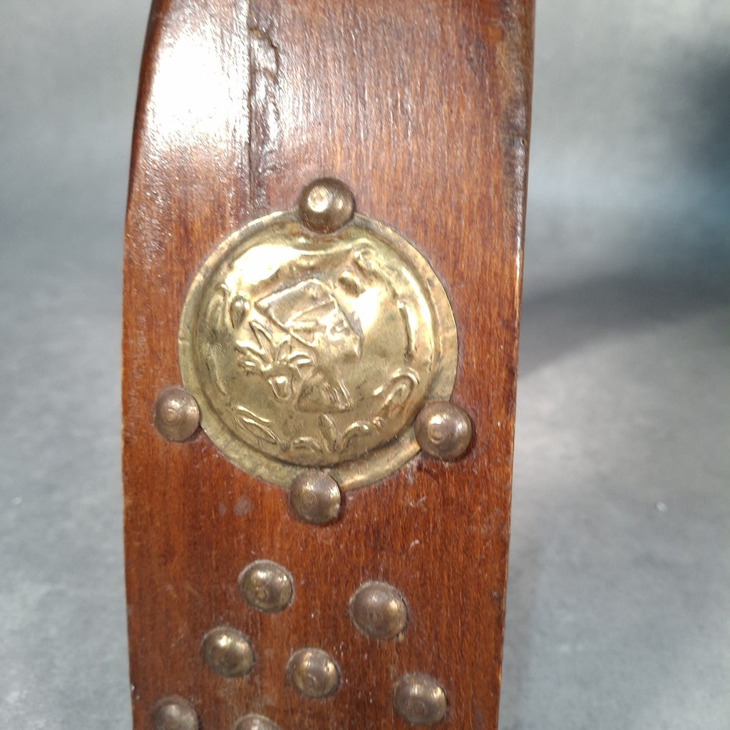 Vintage Egyptian Camel Saddle Foot Stool Cushion Brass Plates