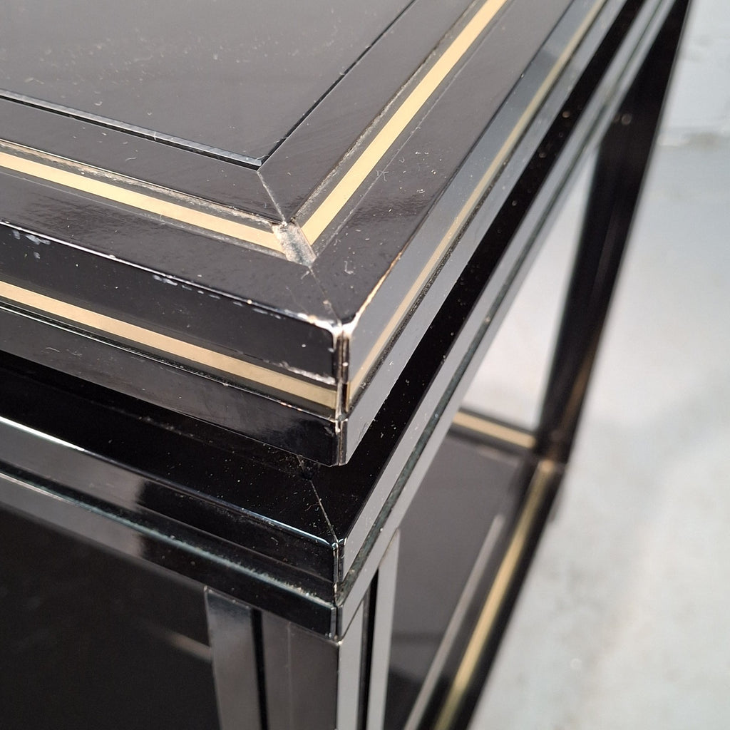 Pierre Vandel Paris Coffee Table On Castors Vintage Black & Gold Two Tier