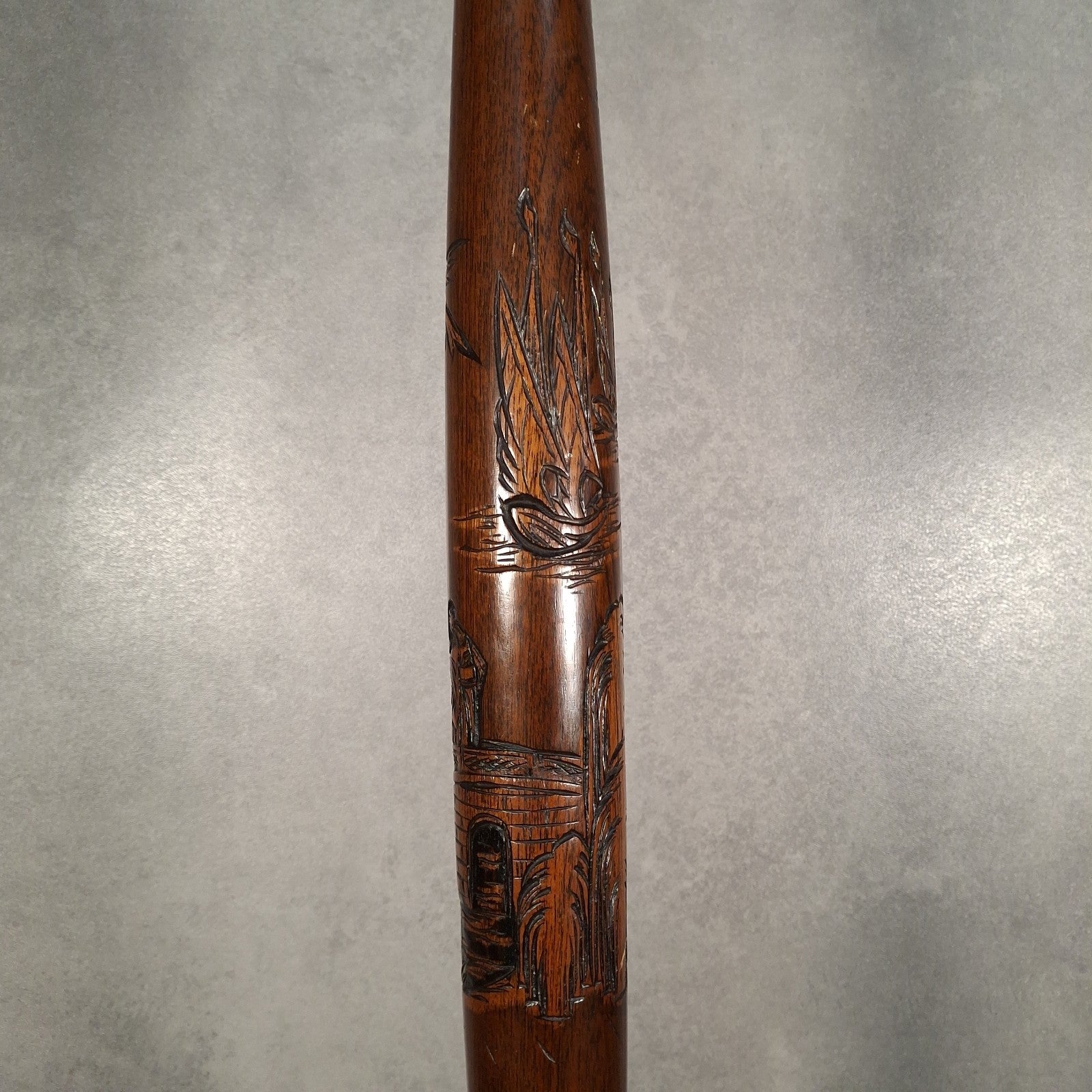Vintage Carved Wooden Standard Floor Lamp Oriental Bamboo Motif Tall Asian