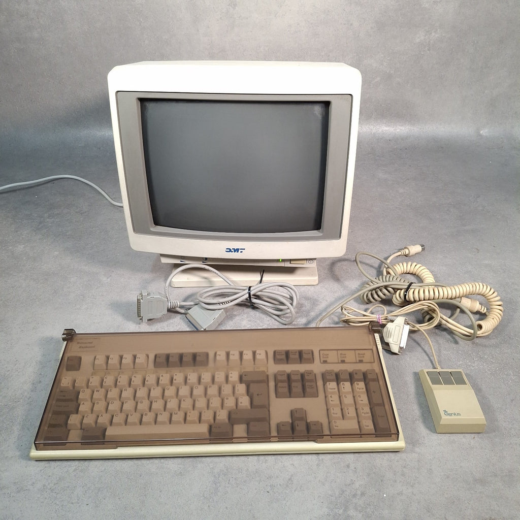 OMT CM-6560 CRT Monitor, FK-2002 Mechanical Keyboard & Genesis Mouse | Retro PC Bundle | Used