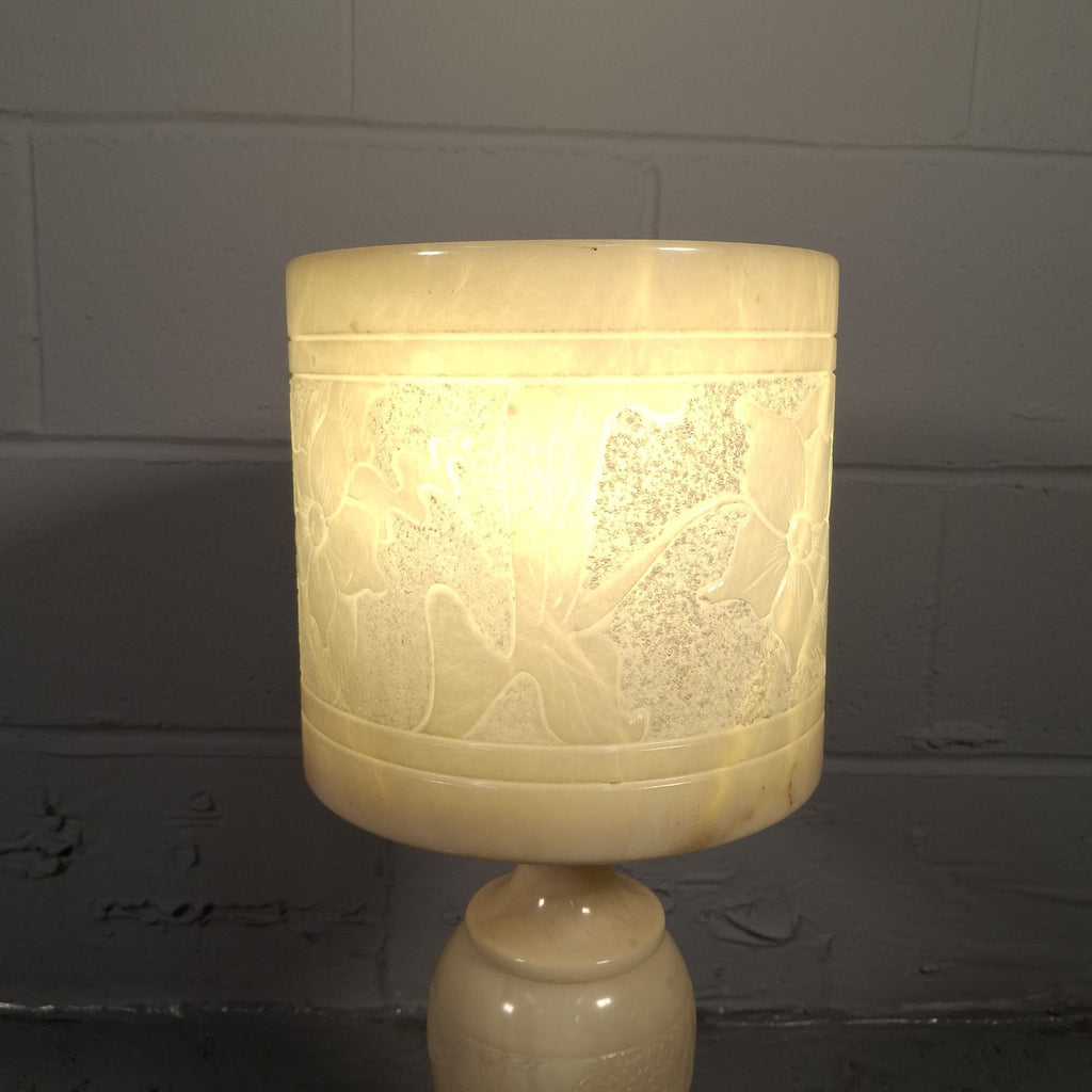Vintage Alabaster Table Lamp with Matching Alabaster Shade | Mid-Century | Tested & Working | Used