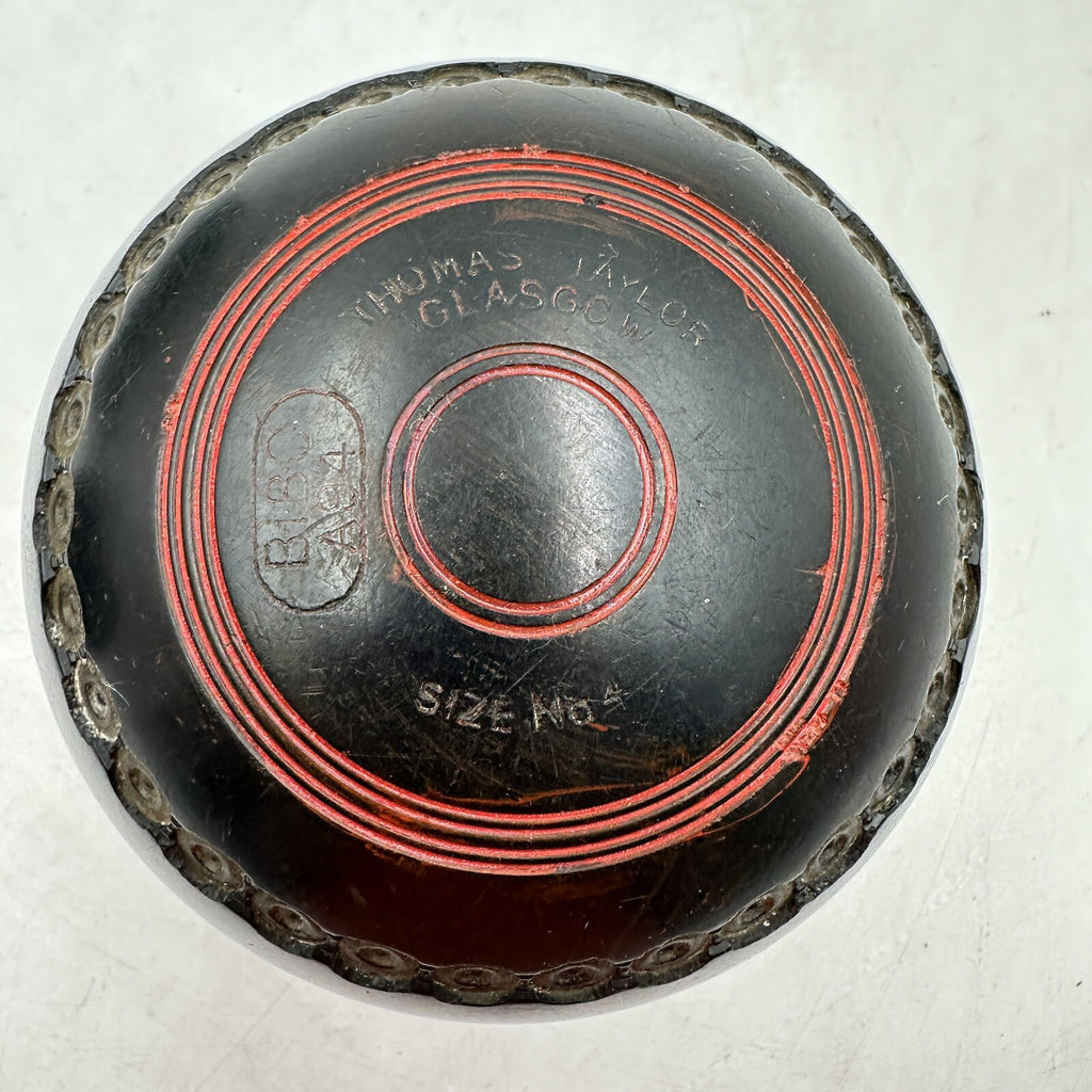 Thomas Taylor Lignoid Lawn Bowls - Size 4 - Pair - BCB Stamp - Made in England - With Carry Bag - Pre-Owned
