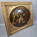 Vintage Continental Still Life Oil Painting | Grapes & Plums | Oval Convex Gilt Frame | Mid-20thC