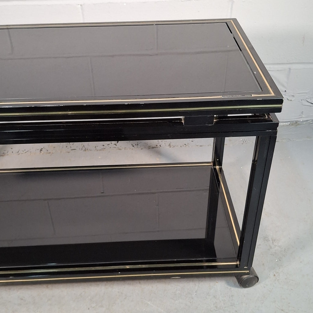 Pierre Vandel Paris Coffee Table On Castors Vintage Black & Gold Two Tier