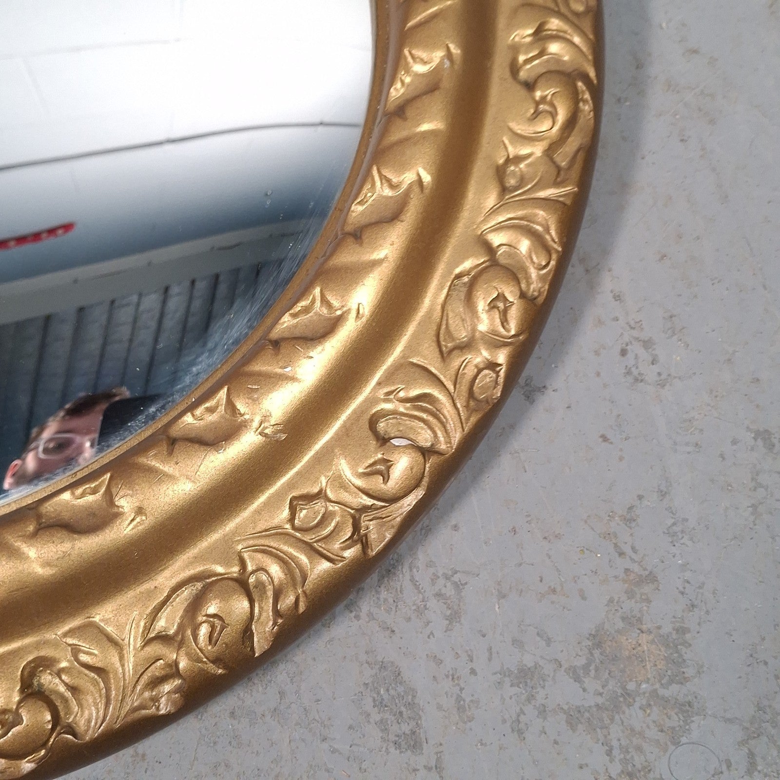 Vintage Shellcraft Convex Wall Mirror | Ornate Frame | 40cm | Made in England