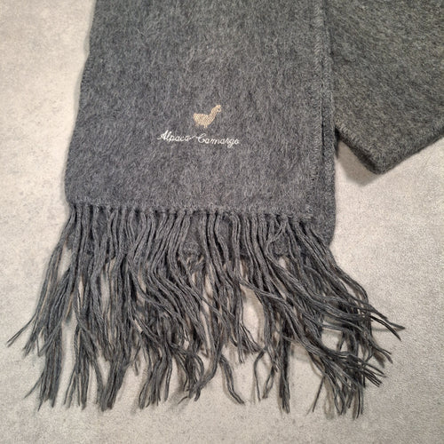 Alpaca Camargo Dark Grey Alpaca Blend Tassel Scarf - Made in Peru - 178cm - Pre-Owned