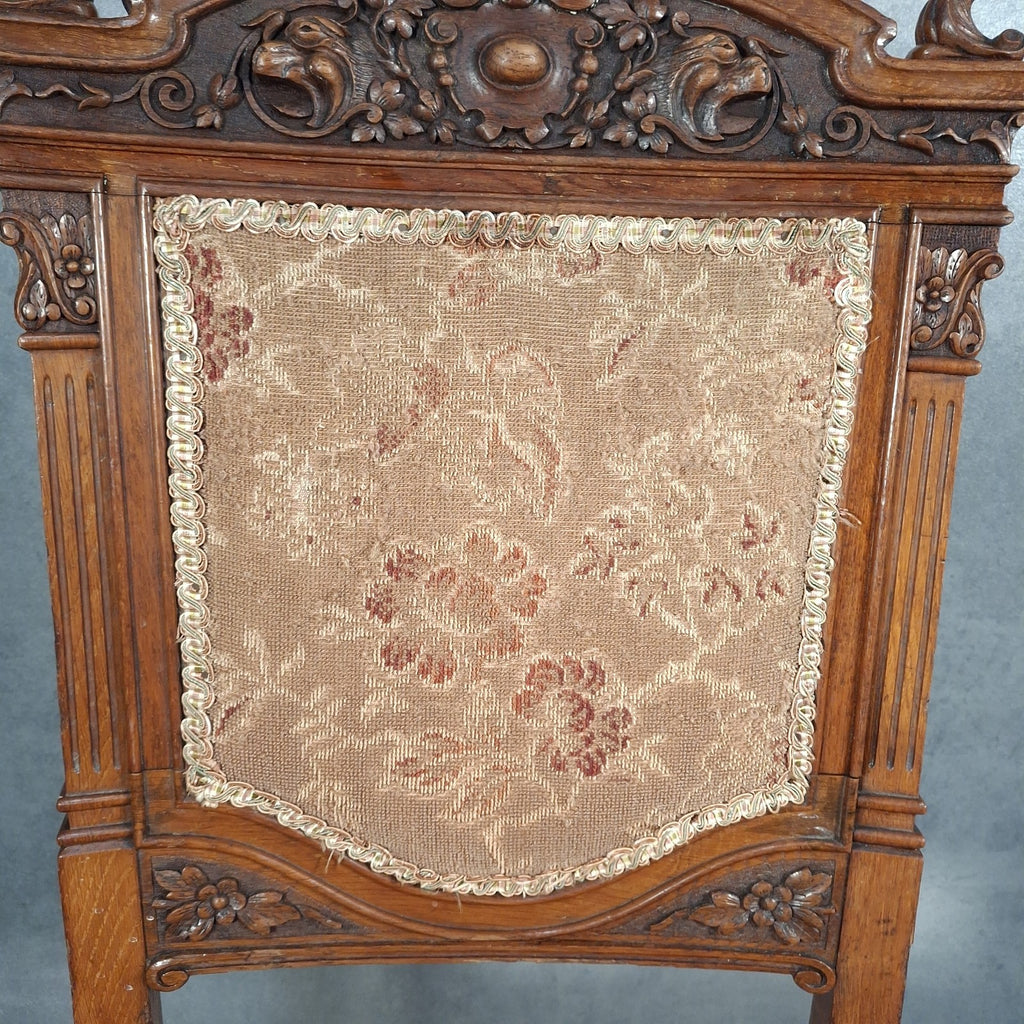 Antique Barber & Son Birmingham Walnut Carved Dining Hall Chair Brass Castors