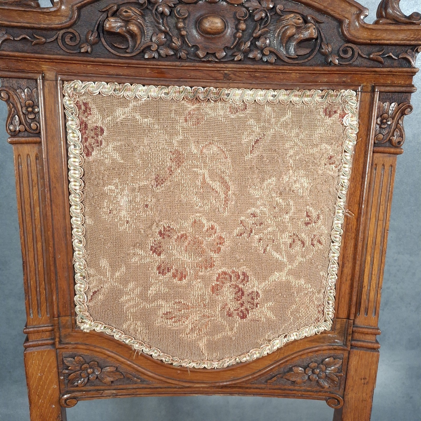 Antique Barber & Son Birmingham Walnut Carved Dining Hall Chair Brass Castors