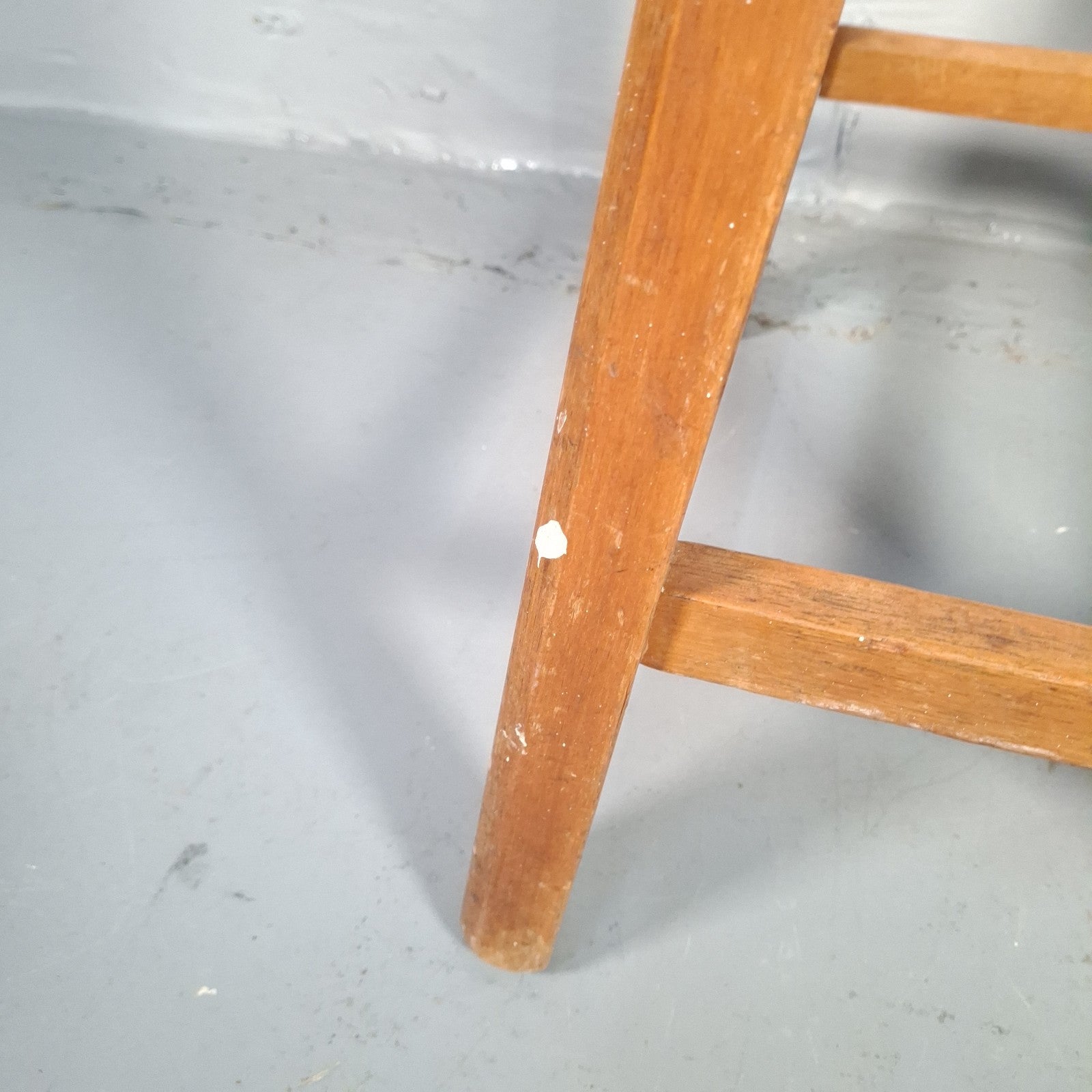 Mid Century Stool Blue Leatherette Topped Vintage Prop