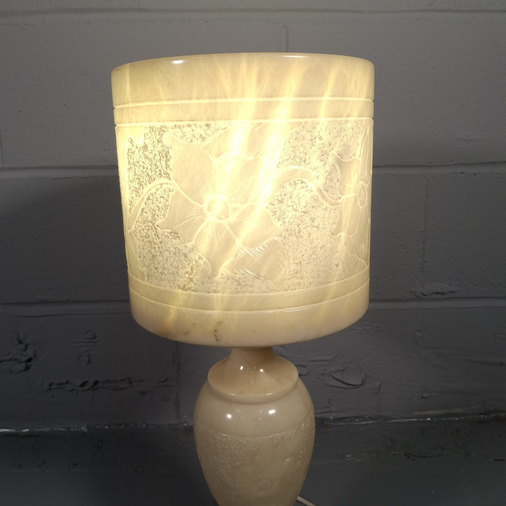Vintage Alabaster Table Lamp with Matching Alabaster Shade | Mid-Century | Tested & Working | Used