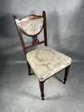 Edwardian Inlaid Mahogany Chair | Satinwood Fan Motif | Floral Upholstery | c.1900 | Antique | Used