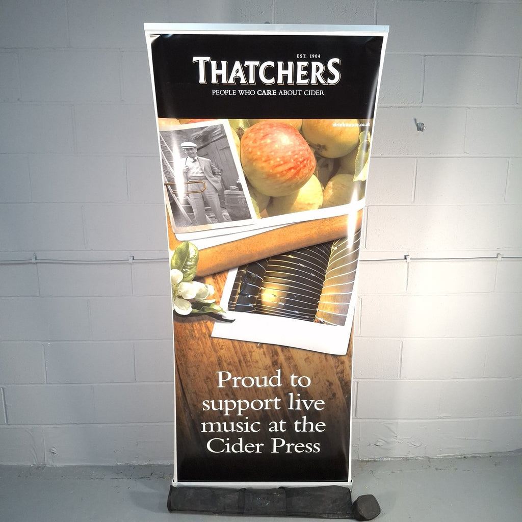 Thatchers Pull Up Advertisement Banner Retractable Display Man Cave