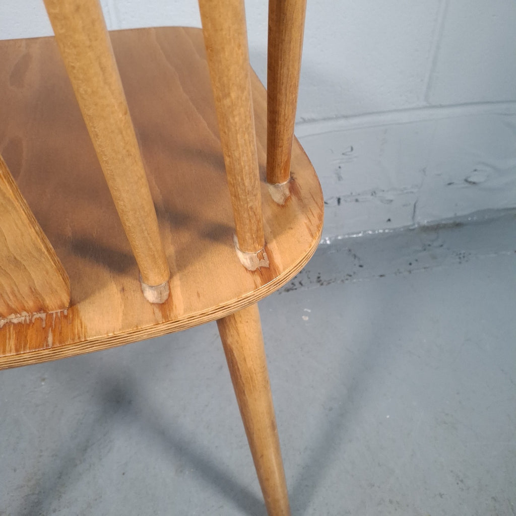 Mid Century Spindle Stick Back Chair with Shaped Central Splat Light Wood Prop
