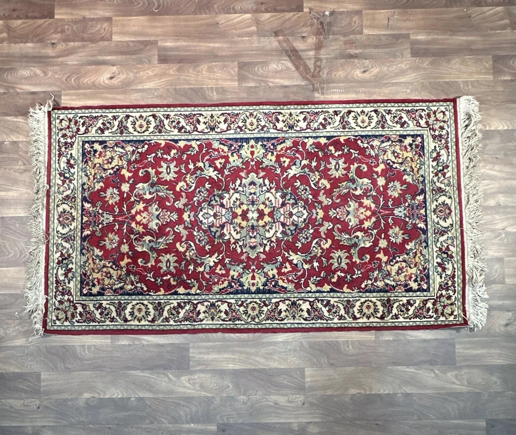 Louis de Poortere Kandahar Wool Rug - Red Traditional Persian Floral Design - 68x35" - Used