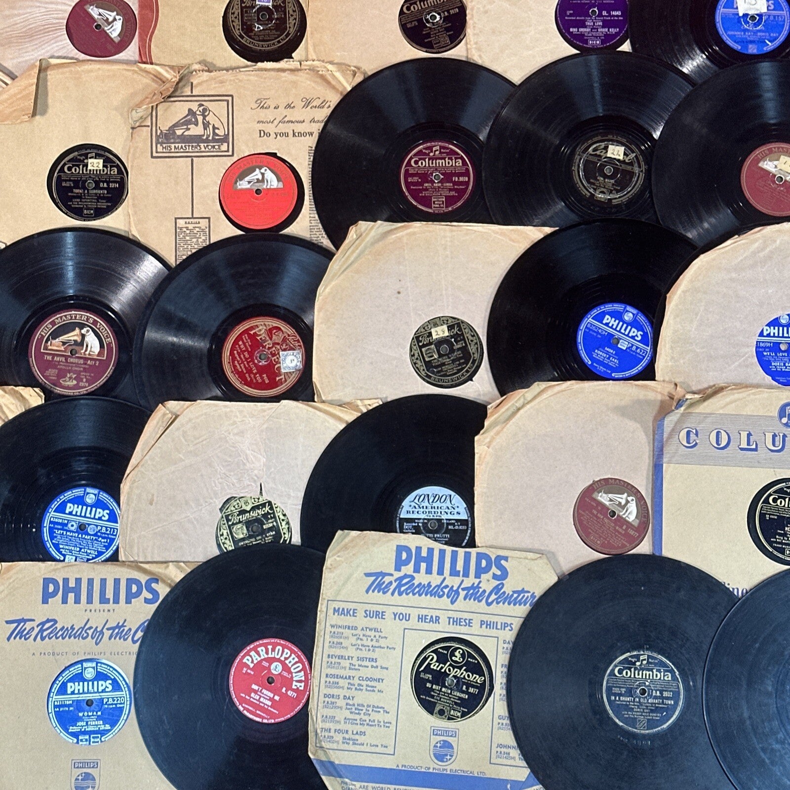 78 RPM Shellac Gramophone Records | Job Lot of 86 | 10" | Mixed Genre | Used Unchecked