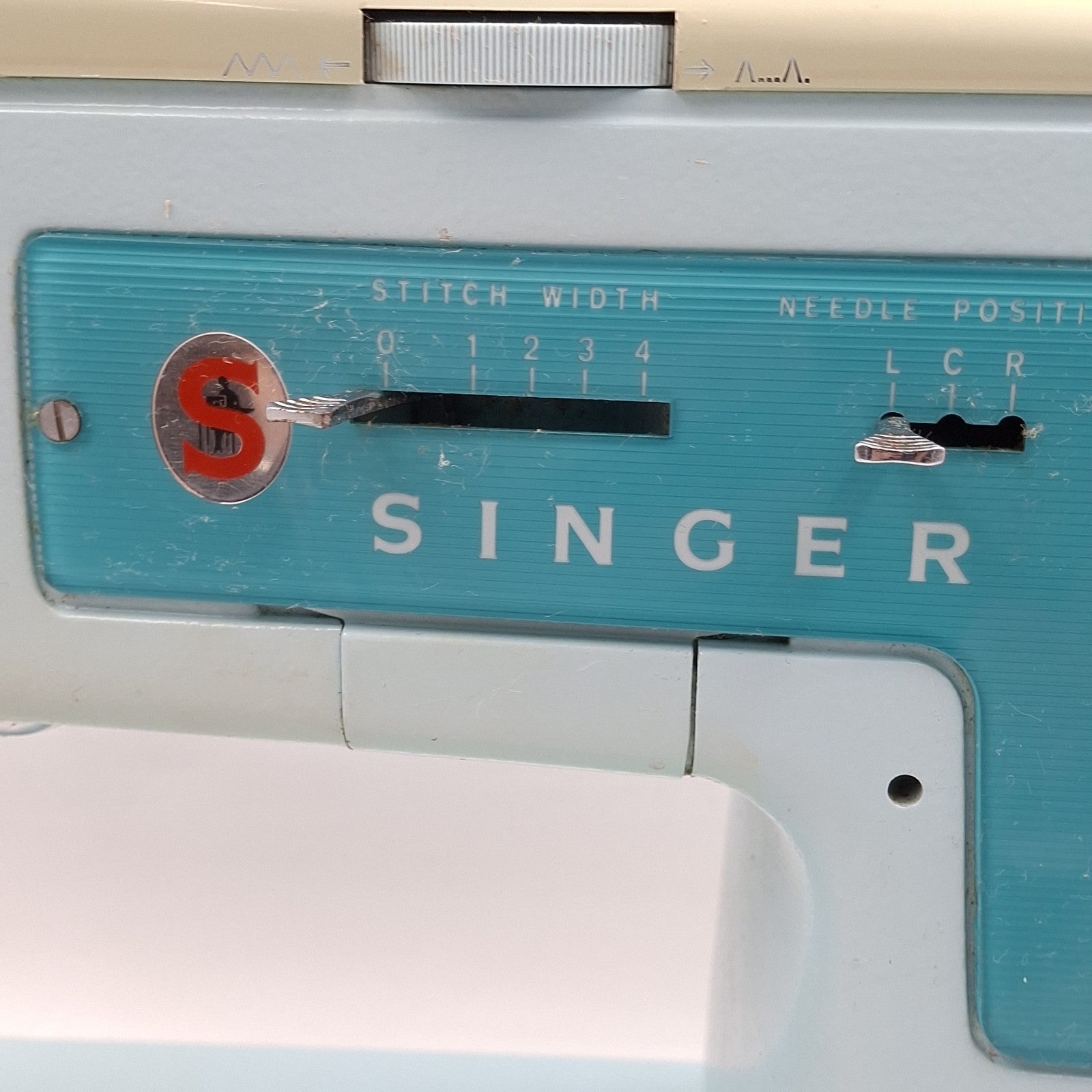 Vintage 60s Singer 347 Electric Heavy Duty Sewing Machine Duck Egg Blue W/pedal