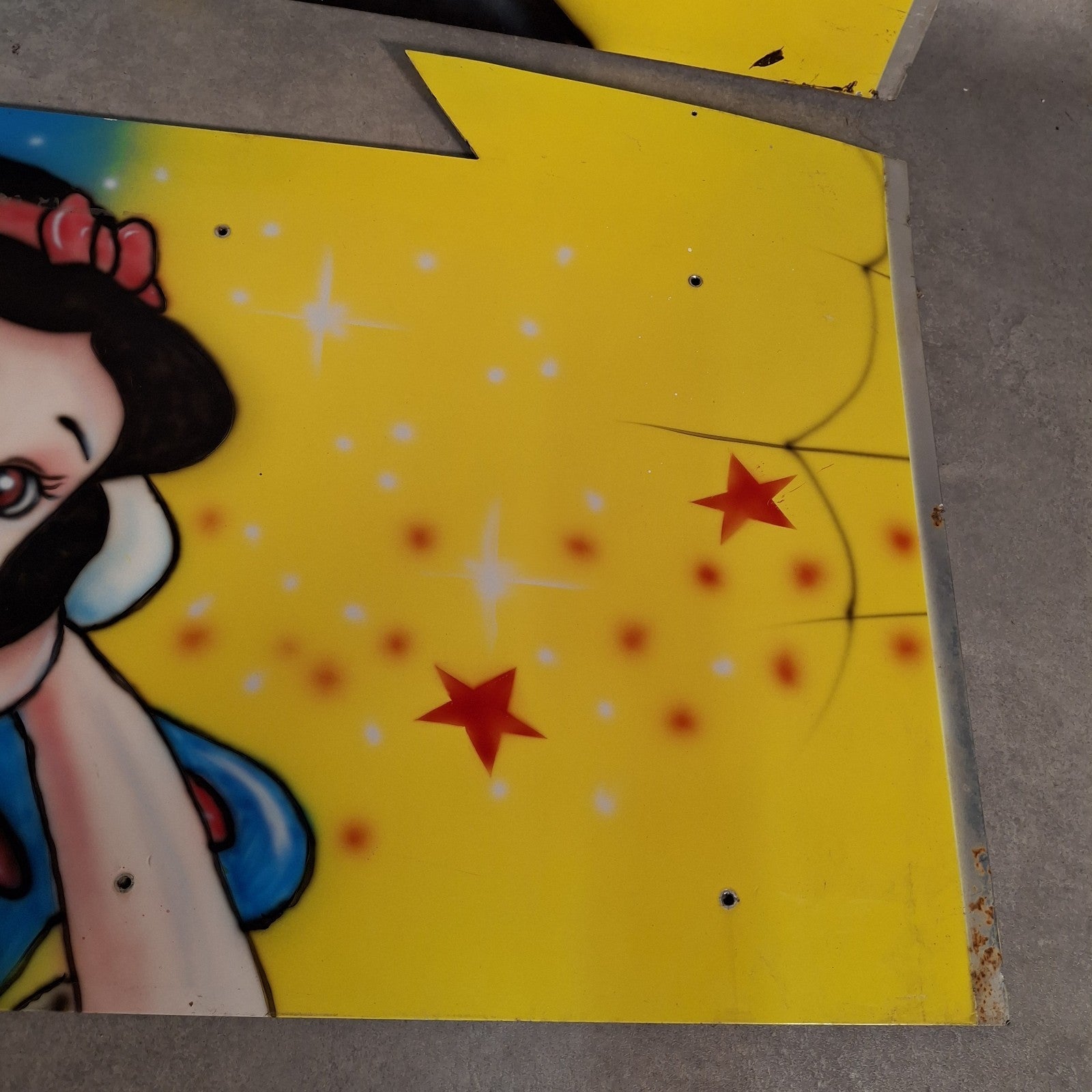 Vintage Fairground Princess Ride Sign Panels | Airbrushed Character Art | Pair | Used | 122cm