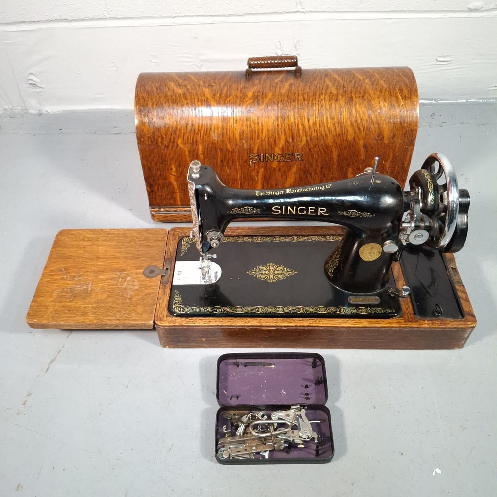Singer 66K Hand Crank Sewing Machine with Case & Attachments | 1939 | Serial EC340474 | Used