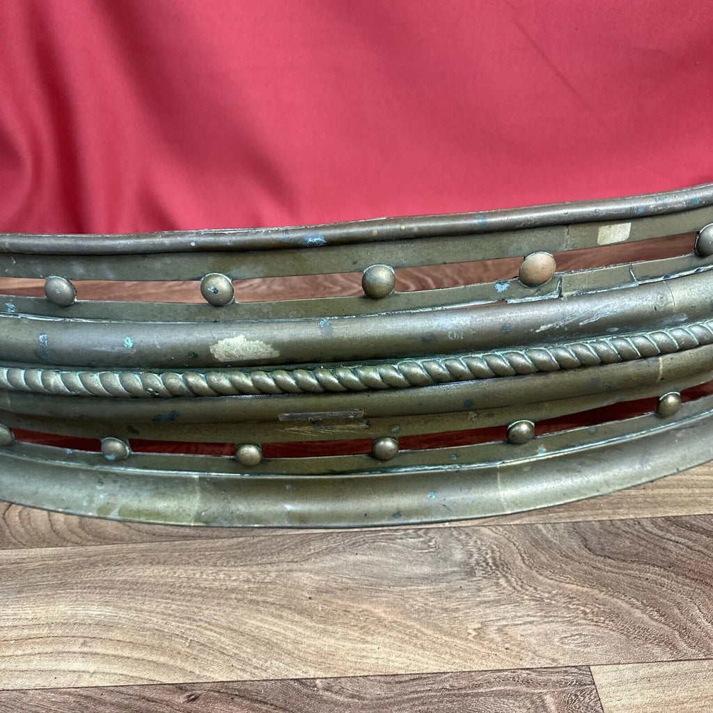 Curved Brass Fireplace Fender Tall Rope Design Curb Gate Vintage