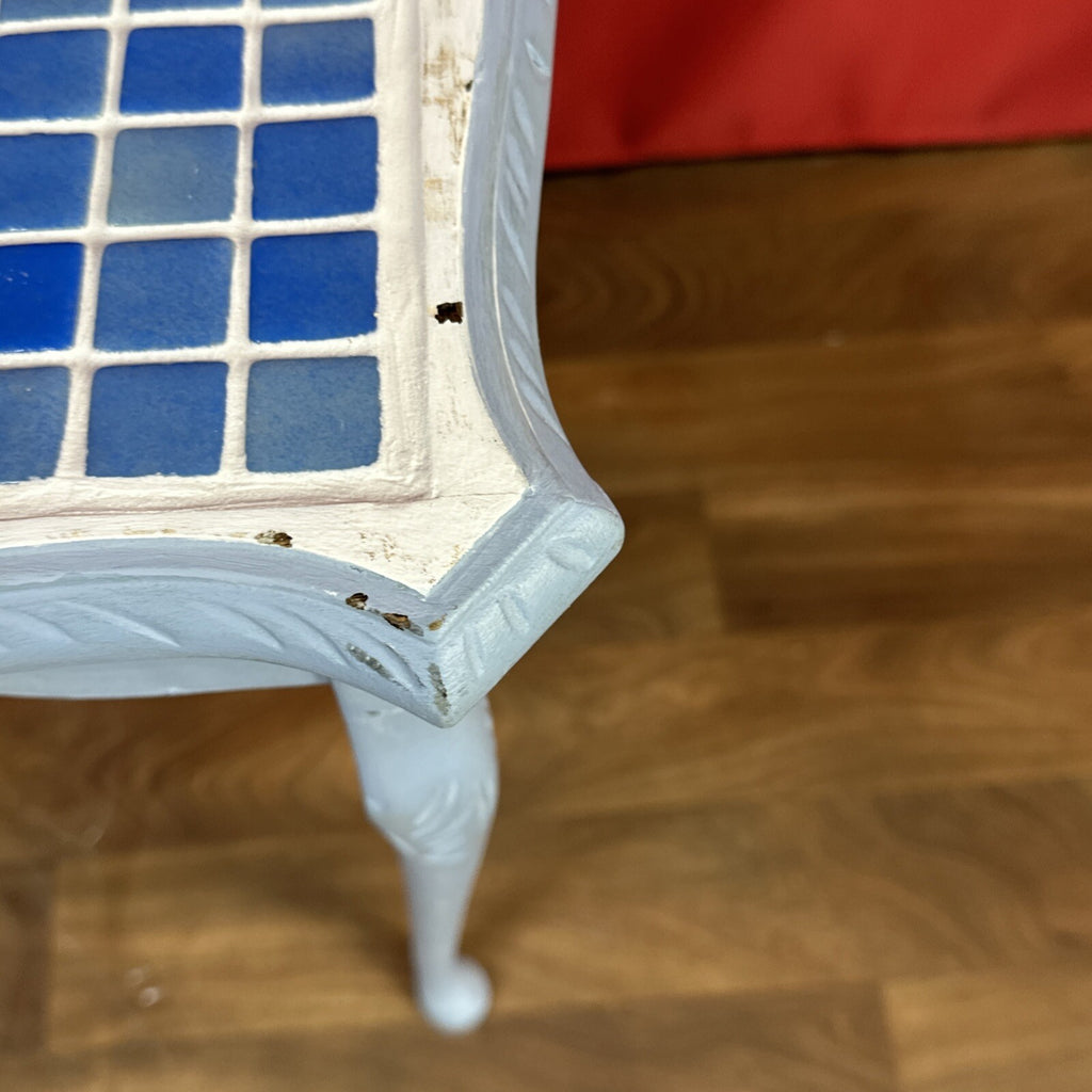 Tiled Top Mosaic Side Table Baby Blue Home Made Custom Table
