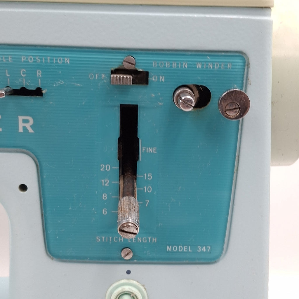 Vintage 60s Singer 347 Electric Heavy Duty Sewing Machine Duck Egg Blue W/pedal