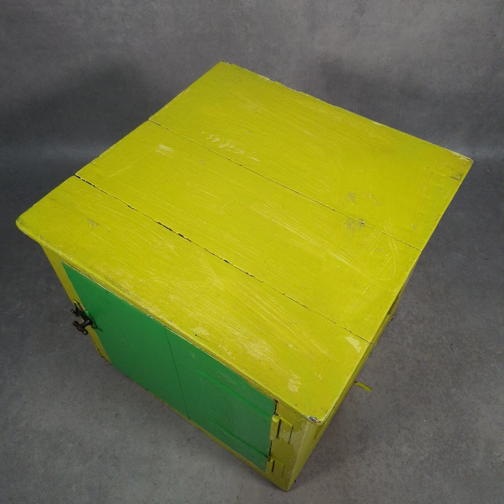 Vintage English Meat Safe, Food Safe, Food Cabinet Painted Green