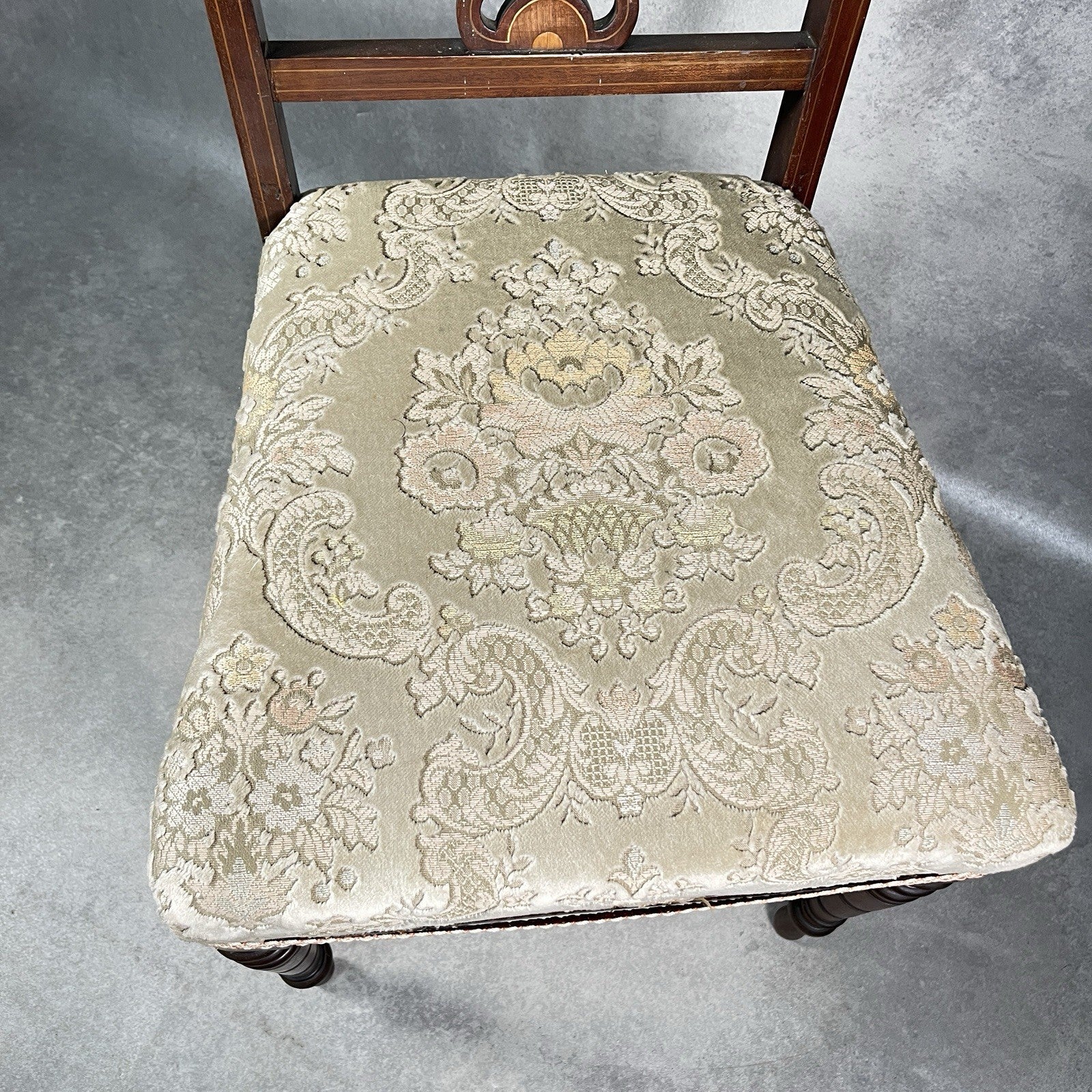 Bedroom Chair Edwardian Inlaid Mahogany Satinwood Fan Motif Detail c1900 Antique