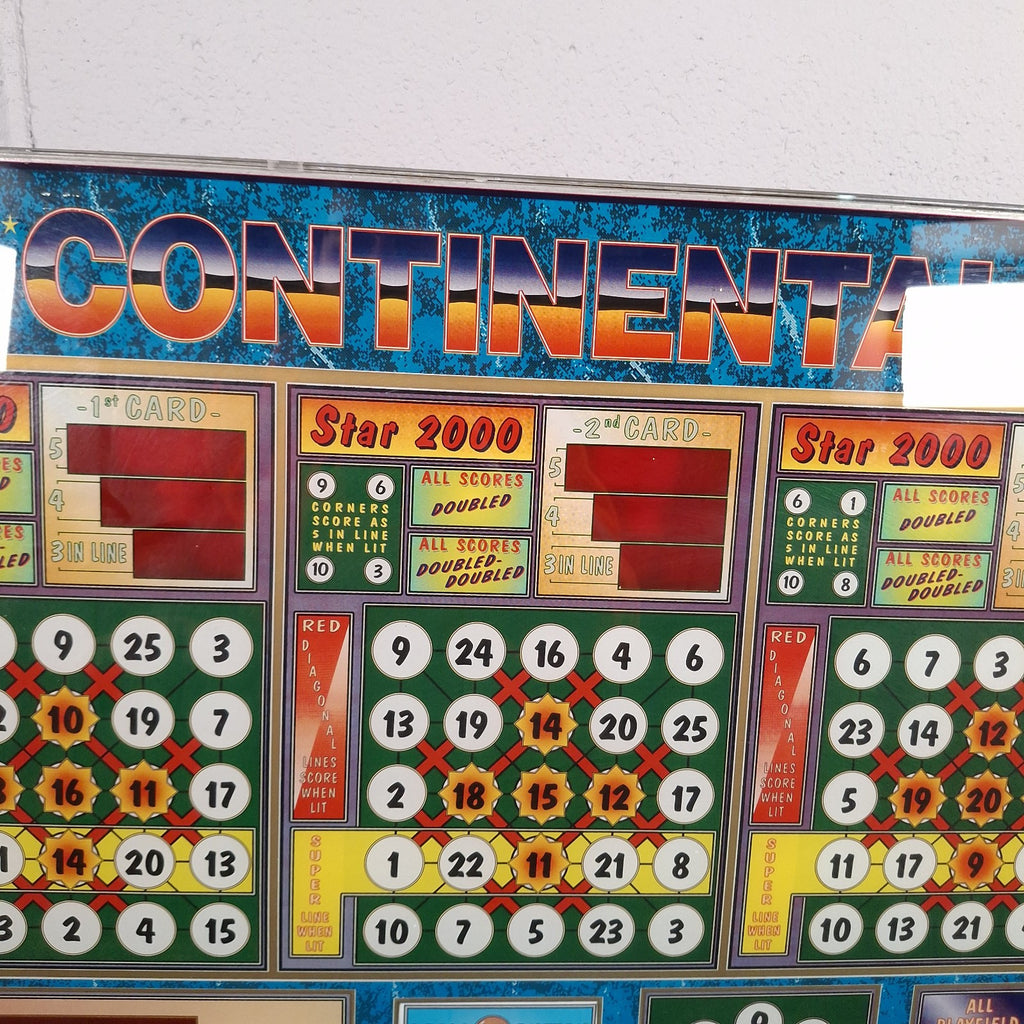 Bingo Continental Pinball Machine Glass Artwork Panel | Vintage 1980s/90s | Wall Art | Used