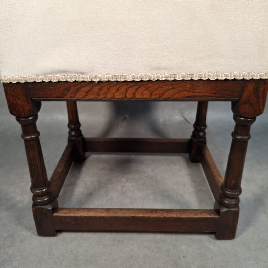 Parker Knoll Vintage Upholstered Footstool Ottoman Turned Legs Stool