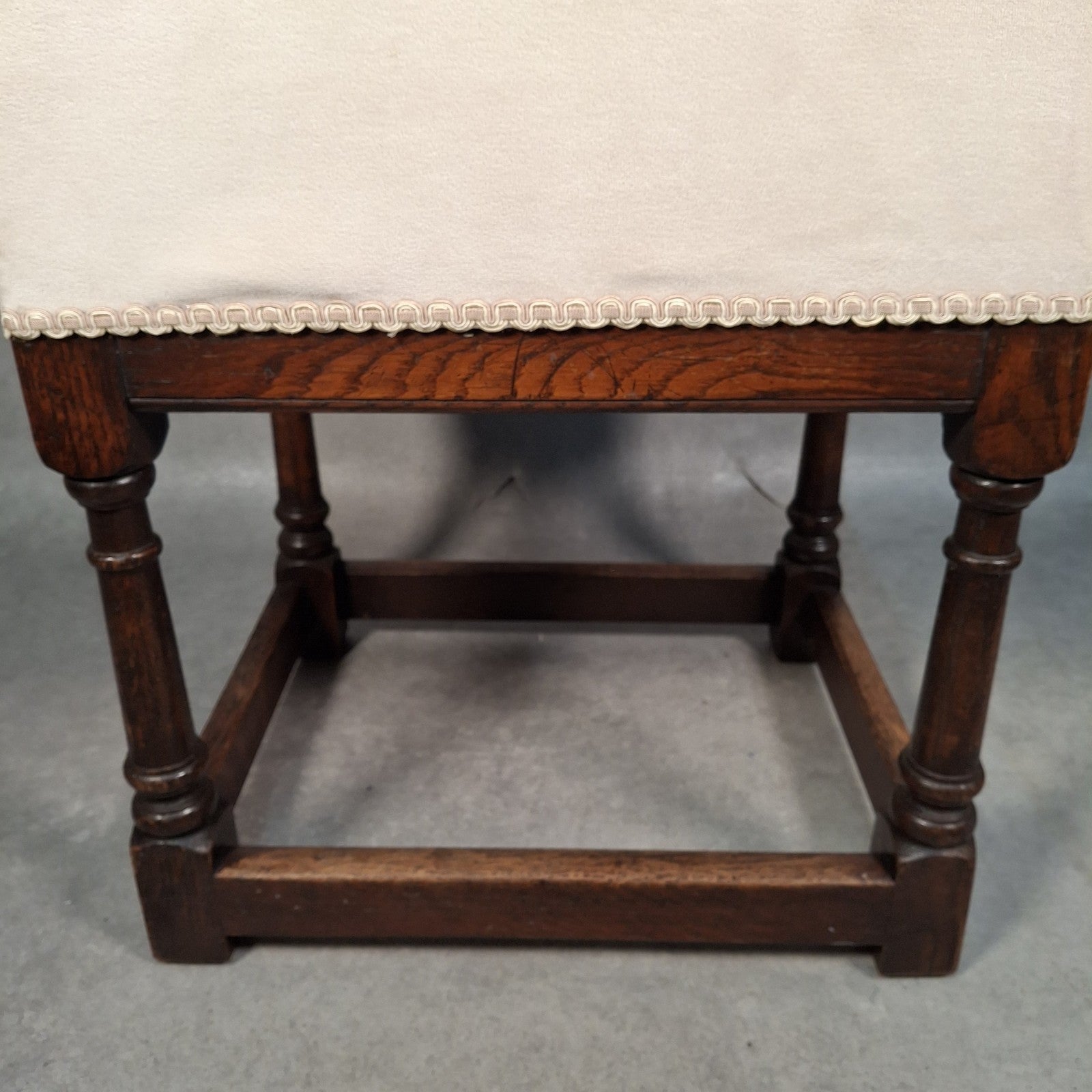 Parker Knoll Vintage Upholstered Footstool Ottoman Turned Legs Stool