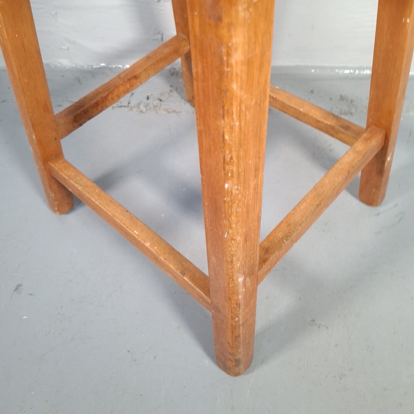 Mid Century Stool Blue Leatherette Topped Vintage Prop
