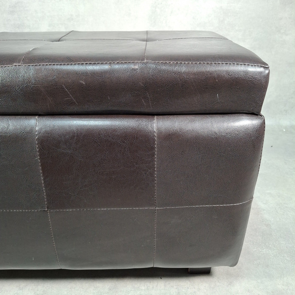 Brown Faux Leather Storage Ottoman Bench Seat Footstool Blanket Box Pouffe