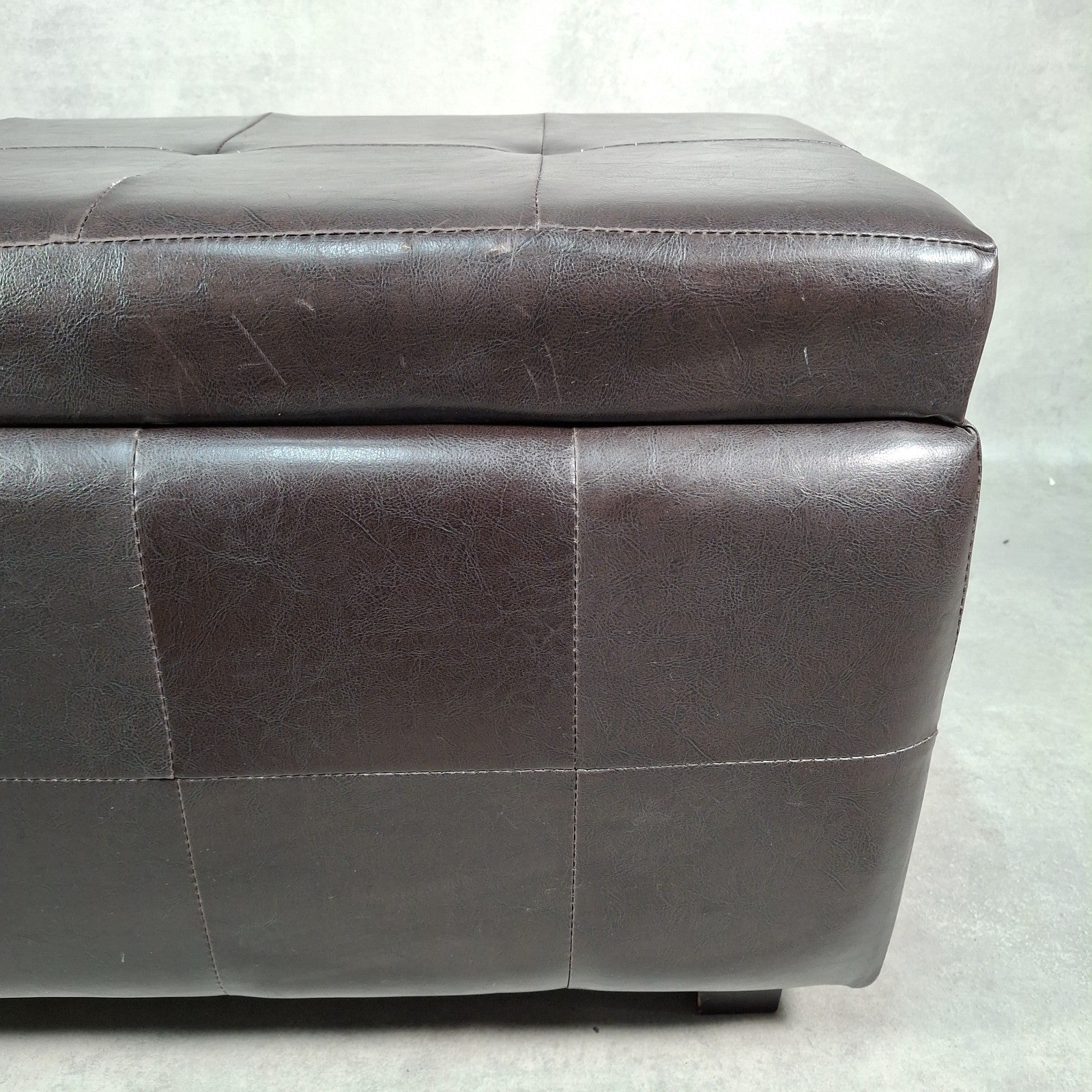 Brown Faux Leather Storage Ottoman Bench Seat Footstool Blanket Box Pouffe