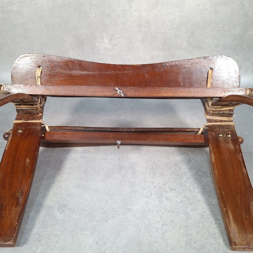Vintage Egyptian Camel Saddle Foot Stool Cushion Brass Plates