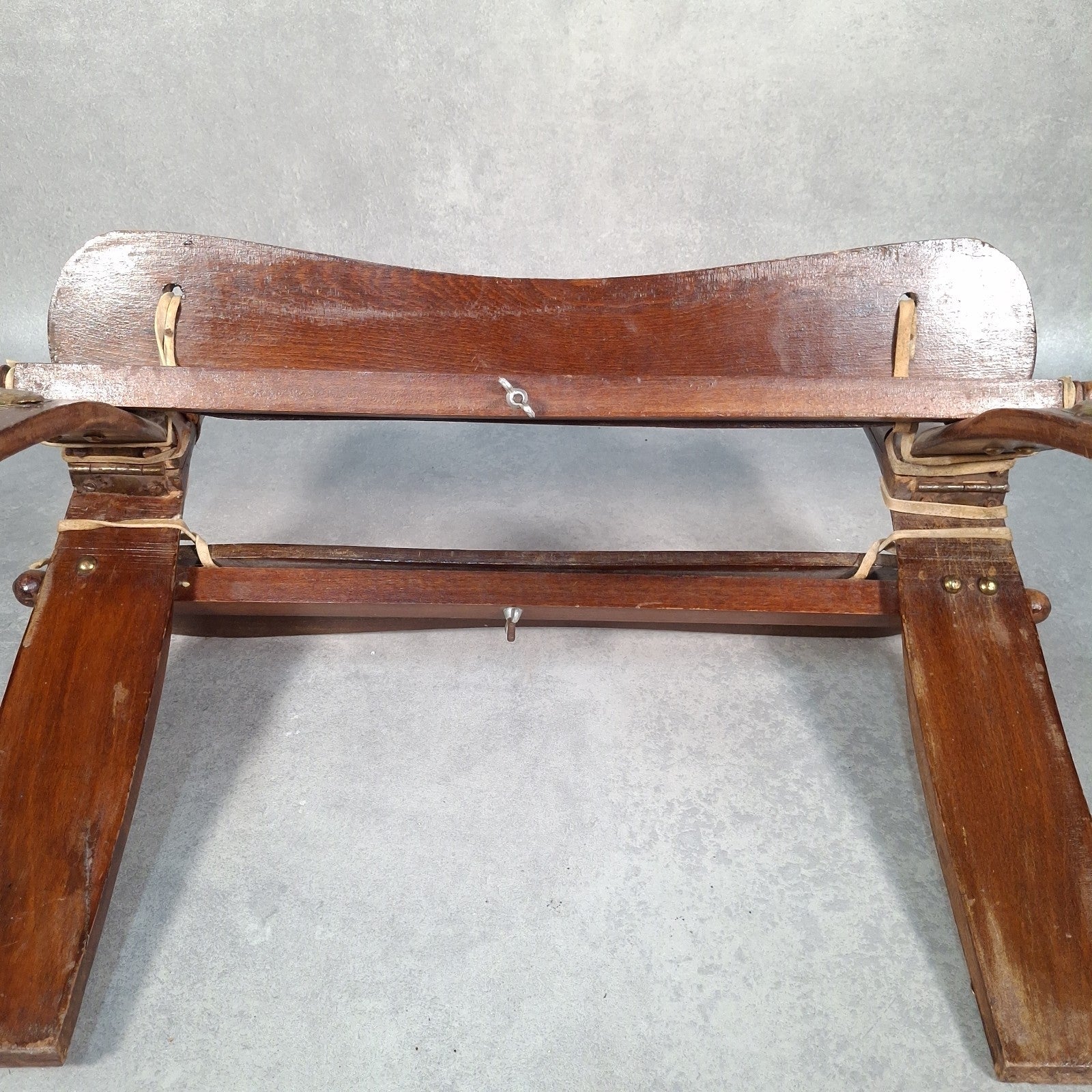 Vintage Egyptian Camel Saddle Foot Stool Cushion Brass Plates