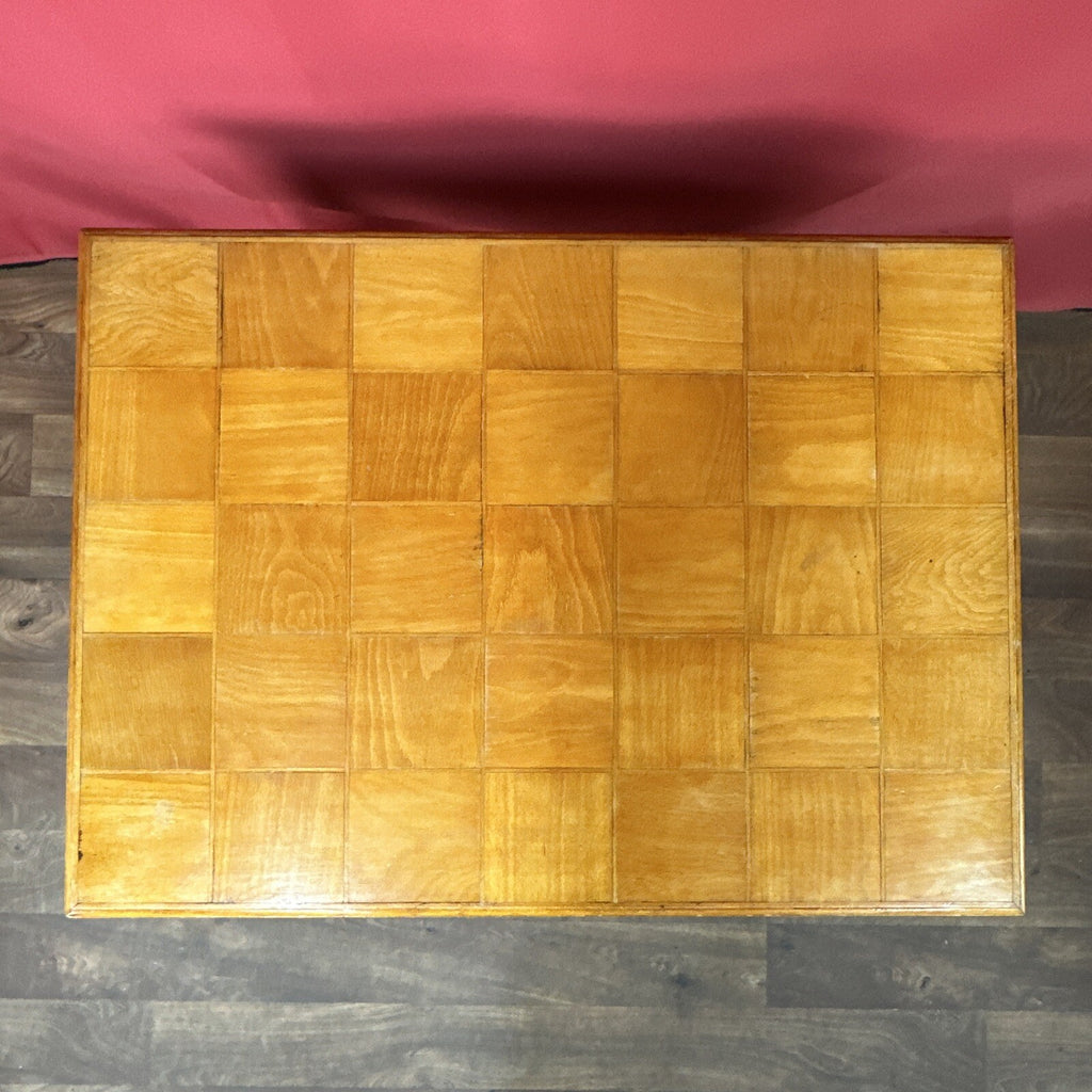 Vintage Square Coffee Table | Patterned Top | Retro Side Table | Used | Orange Tones