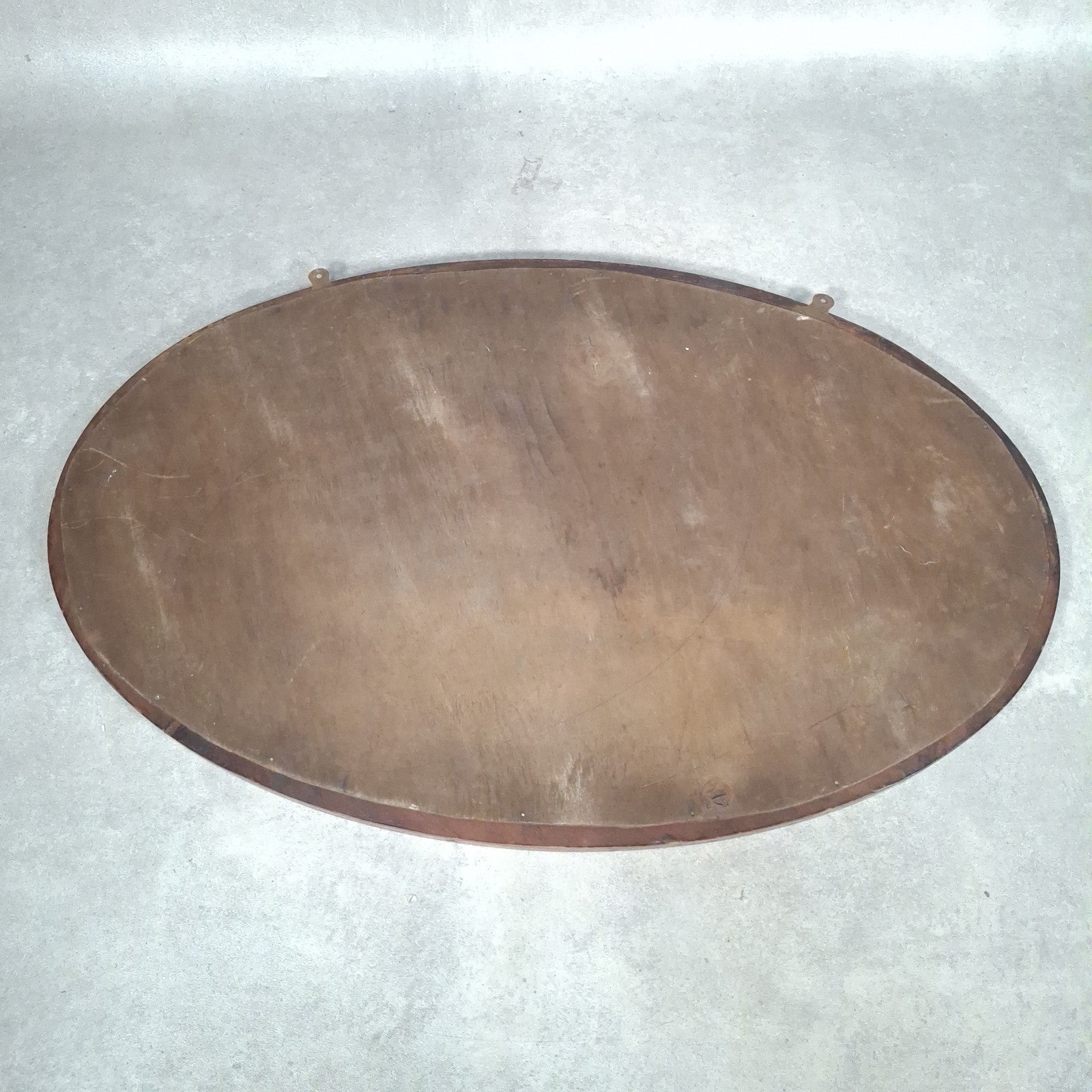 Antique Edwardian Oval Bevelled Wall Mirror | Inlaid Mahogany Frame | c.1900s | 85cm | Used