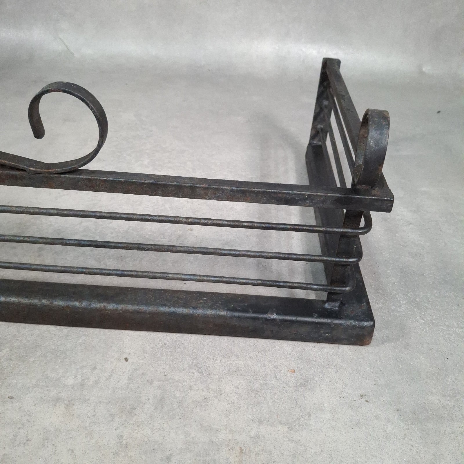 Vintage Black Metal Fireplace Fender | Hearth Kerb Guard | Wrought Iron Style | Used