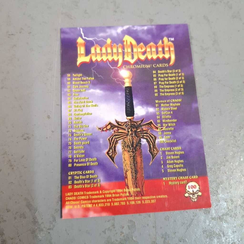 Lady Death 1994 Chromium Trading Card Set #1-100 - Chaos Comics - Complete Set - Pre-Owned